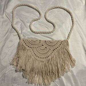 Bohemian Cream Fringe Crossbody Bag by Ana